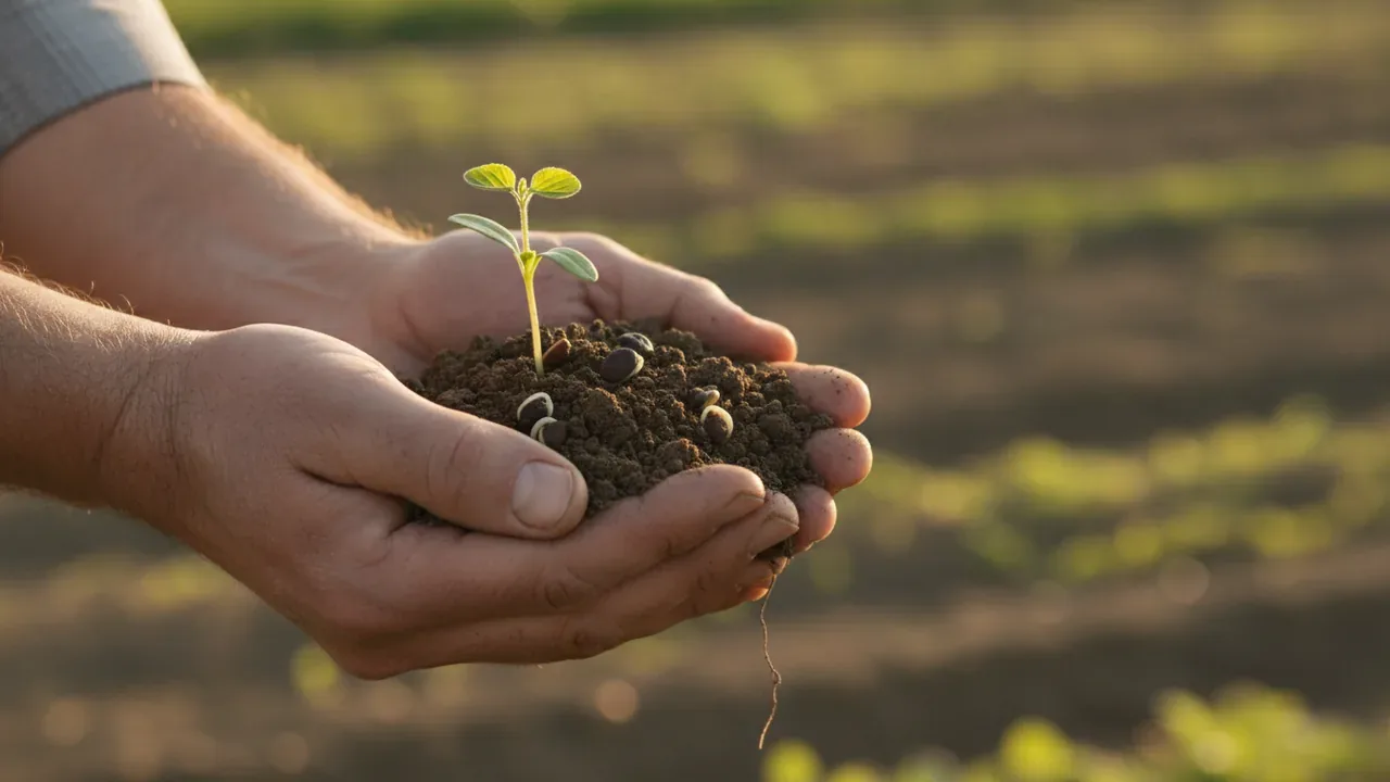 Farm soil in the hands