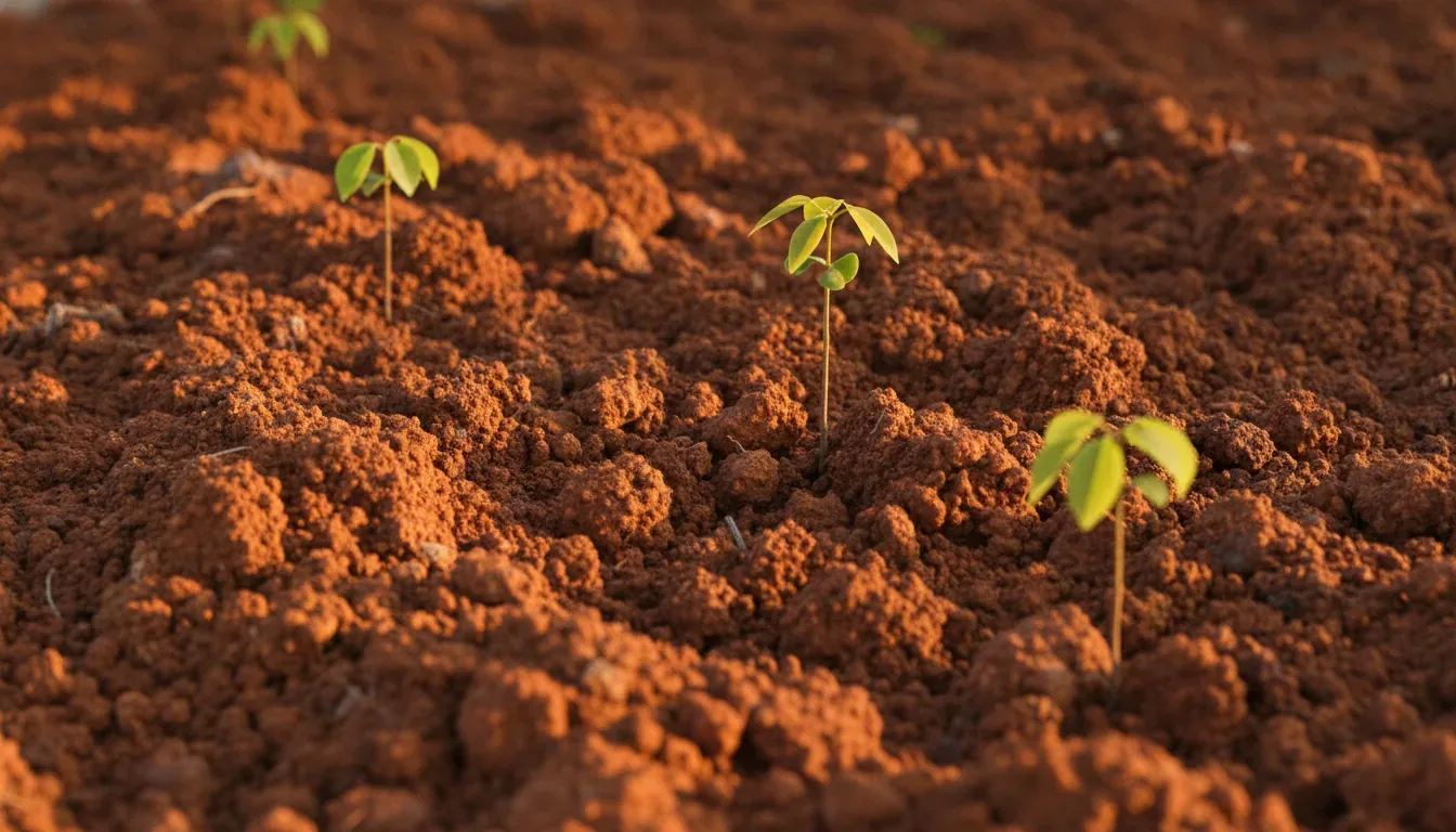 Red sandalwood seedlings growing in soil