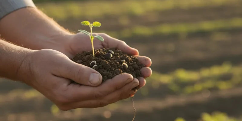 Farm soil in the hands